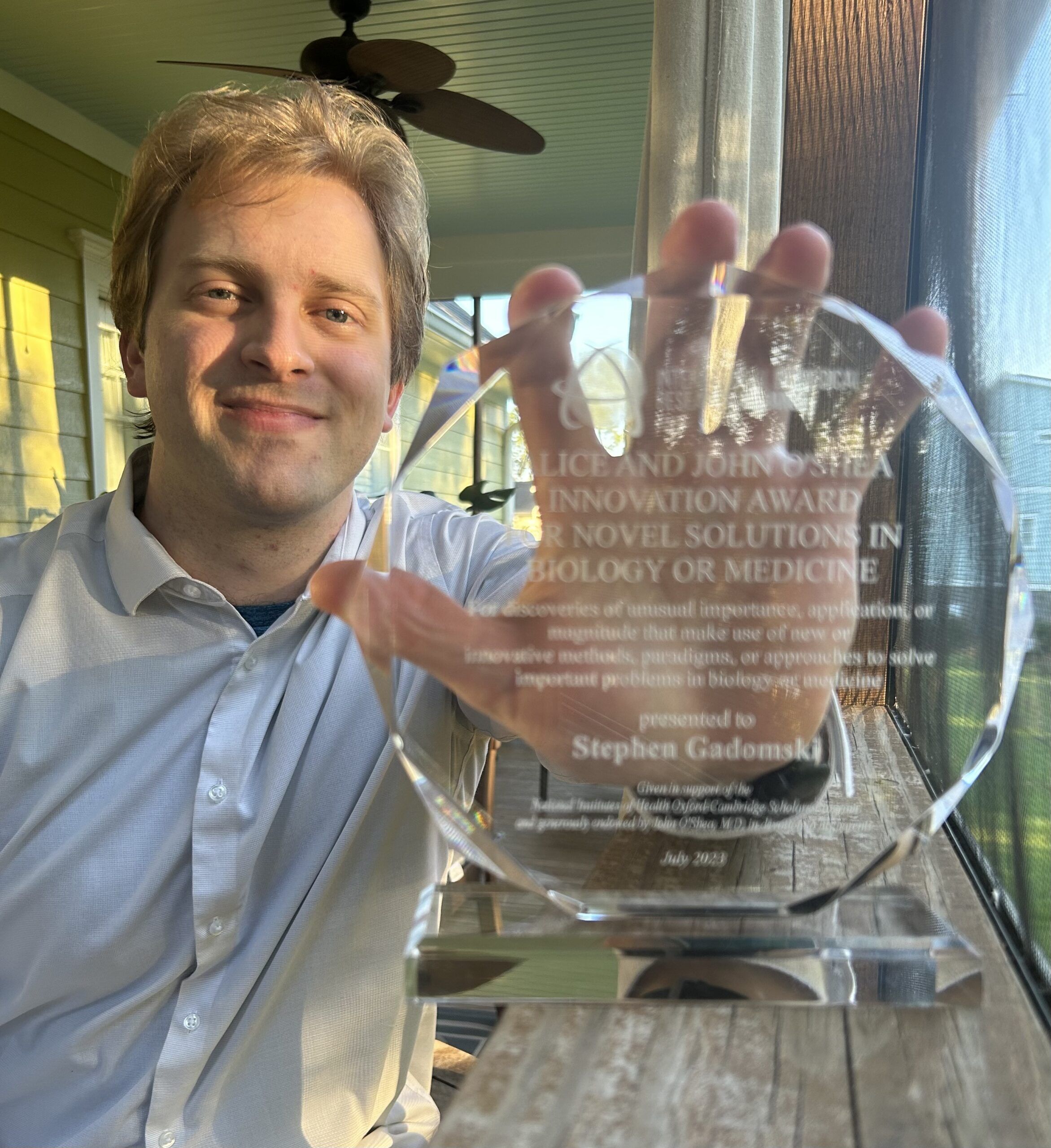 NIH-Cambridge Scholar Dr. Stephen Gadomski Honored with 2023 The John and Alice O’Shea Innovation Award for Novel Solutions in Biology or Medicine
